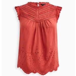 Eyelet Pintuck Detail Top